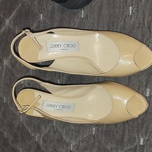 Jimmy Choo Beige Peep-Toe Heels